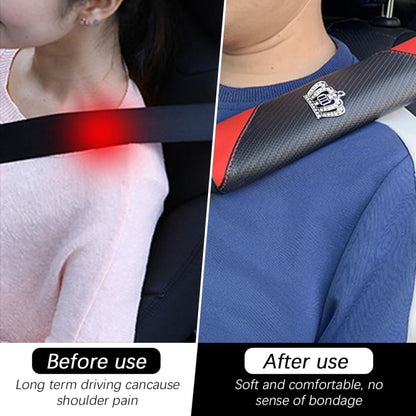 Car Seat Belt Cover Carbon Fiber Leather Auto Seat Shoulder Protection, Style: Crown Wine Red - Seat Belts & Padding by PMC Jewellery | Online Shopping South Africa | PMC Jewellery | Buy Now Pay Later Mobicred