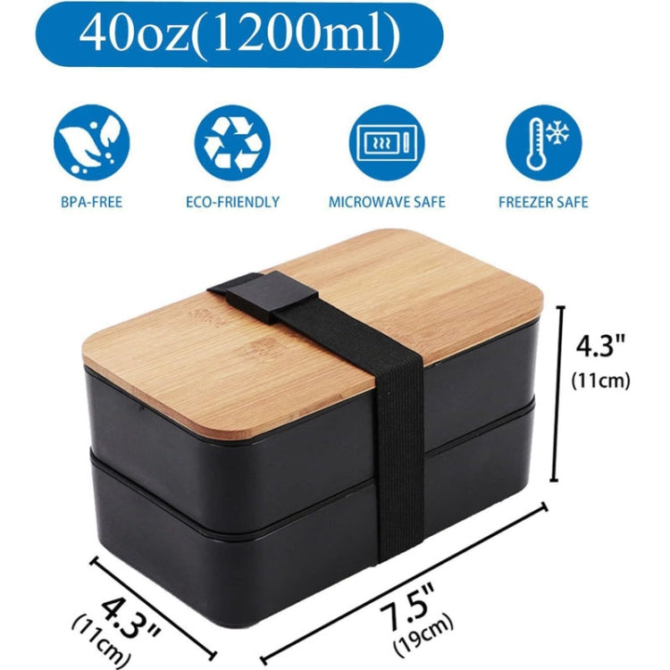 1200ml Portable Compartment Insulated Double Layer Lunch Box Microwavable Plastic Food Container, Color: With Insulation Bag White - Cutlery Sets by PMC TechLife | Online Shopping South Africa | PMC TechLife