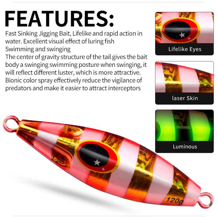 PROBEROS LF124 Deep Sea Iron Plate Lead Fish Fishing Lure Slow Sinking Rocking Luminous Boat Fishing Bait, Size: 40g(Color A) - Fishing Lures by PROBEROS | Online Shopping South Africa | PMC TechLife | Buy Now Pay Later Mobicred