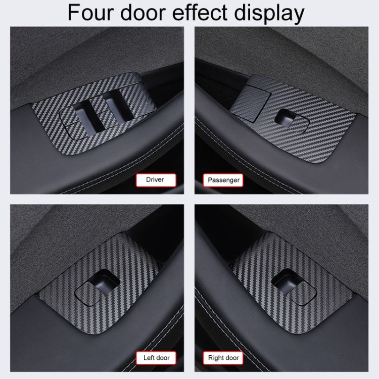 4pcs /Set For Tesla Model 3 Lift Window Button Sticker Car Interior, Style: Carbon Fiber - Car Interior Mouldings by PMC Jewellery | Online Shopping South Africa | PMC Jewellery | Buy Now Pay Later Mobicred