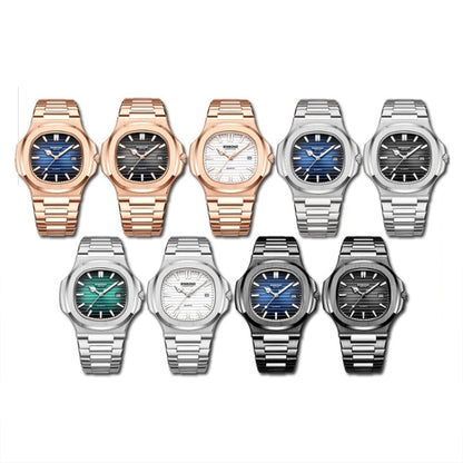 BINBOND B1885 30m Waterproof Retro Luminous Square Men Quartz Watch, Color: White Steel-White - Metal Strap Watches by BINBOND | Online Shopping South Africa | PMC Jewellery