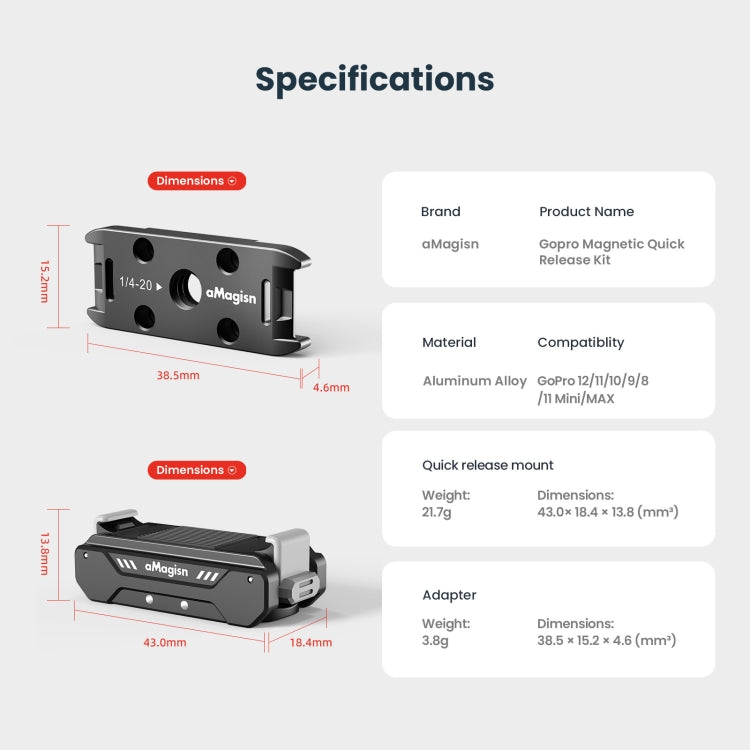 aMagisn Metal Magnetic Absorption Kit For GoPro HERO12 Black /11 Black /10 Black /9 Black - free shipping - PMC TechLife - Order now!