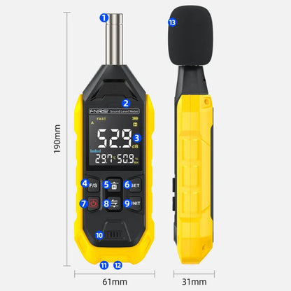 FNIRSI Noise Decibel Meter Home Volume Detector(Yellow) - Light & Sound Meter by FNIRSI | Online Shopping South Africa | PMC Jewellery | Buy Now Pay Later Mobicred