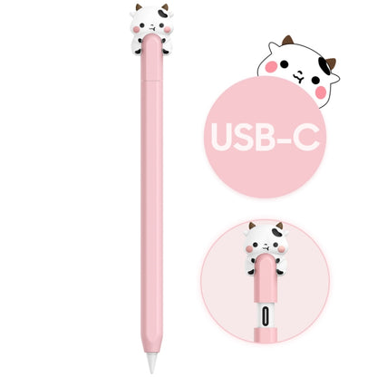 For Apple Pencil (USB-C) AhaStyle PT129-3 Stylus Cover Silicone Cartoon Protective Case, Style: White Cow - Pencil Accessories by AhaStyle | Online Shopping South Africa | PMC Jewellery | Buy Now Pay Later Mobicred