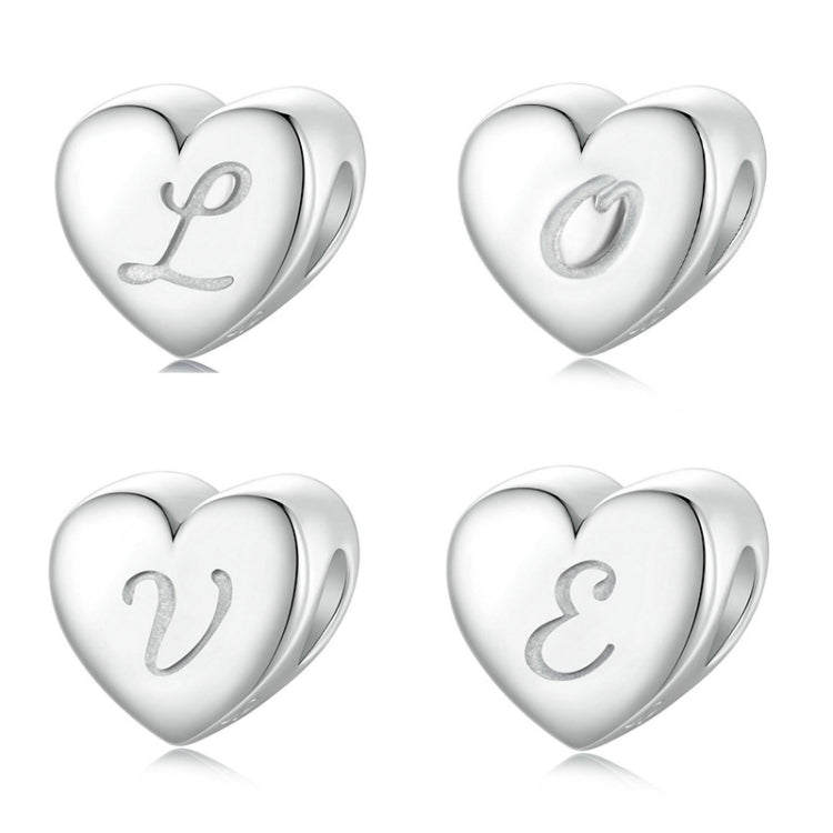 S925 Sterling Silver Platinum-plated Love Letters DIY Beads(E) - Jewelry Accessories by PMC Jewellery | Online Shopping South Africa | PMC Jewellery