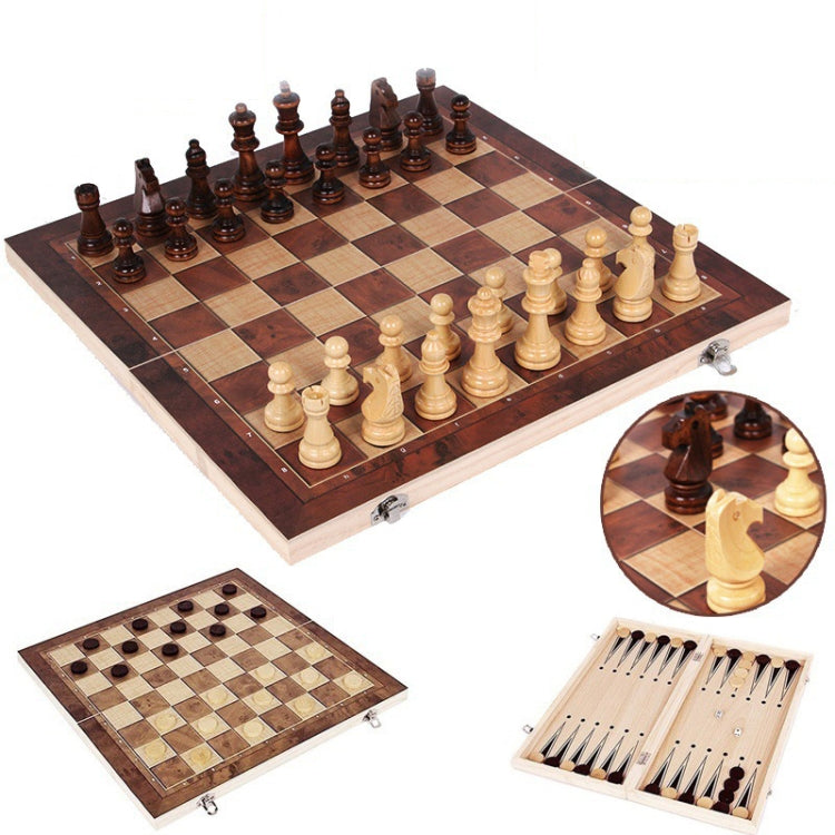 44 x 44cm 3 In 1 Wooden Chess Set Foldable Chess Board For Kids Adults - Table Games by PMC Jewellery | Online Shopping South Africa | PMC Jewellery | Buy Now Pay Later Mobicred