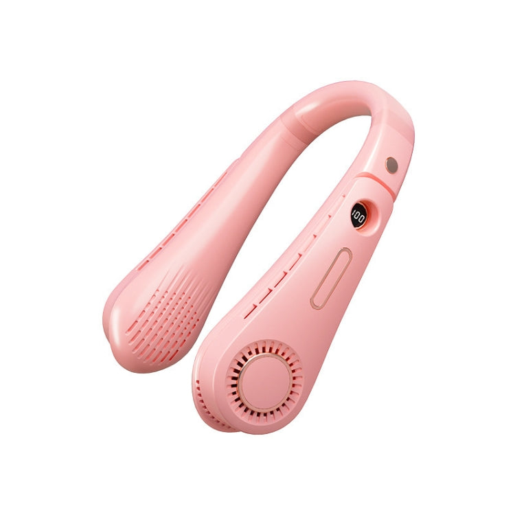 F11 Portable USB Charging Rotating Digital Display Bladeless Hanging Neck Fan(Pink) - free shipping - PMC TechLife - Order now!
