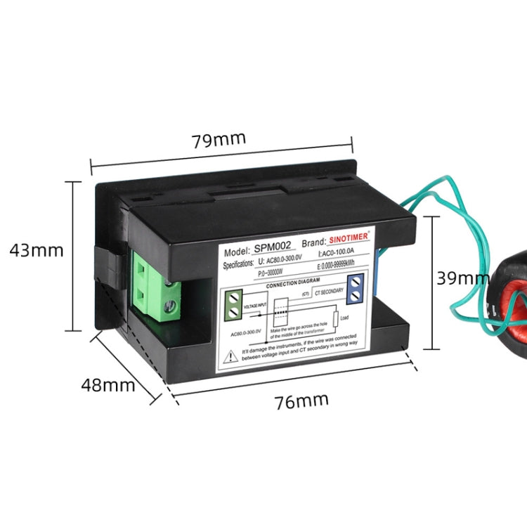 SINOTIMER SPM002 Liquid Crystals AC Digital Voltage And Current Meter Power Monitor, Specification: AC200-450V 100A - Current & Voltage Tester by SINOTIMER | Online Shopping South Africa | PMC Jewellery | Buy Now Pay Later Mobicred