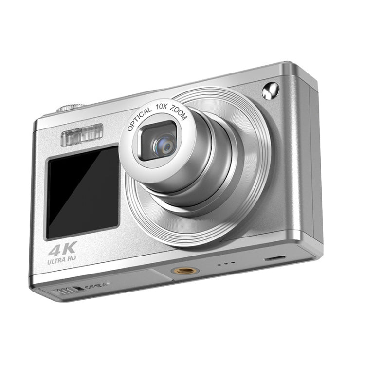 4K HD Optical Zoom Digital Camera 60MP Dual Screen Selfie Camera, No Memory(Silver) - Video Cameras by PMC Jewellery | Online Shopping South Africa | PMC Jewellery | Buy Now Pay Later Mobicred