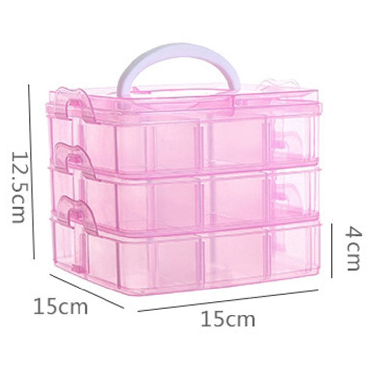 3 Layer Detachable Jewelry Storage Box Plastic Handheld Cosmetic Storage Box(Pink) - Jewelry Storages by PMC Jewellery | Online Shopping South Africa | PMC Jewellery