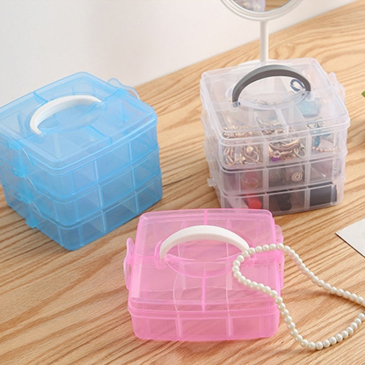 3 Layer Detachable Jewelry Storage Box Plastic Handheld Cosmetic Storage Box(Transparent) - Jewelry Storages by PMC Jewellery | Online Shopping South Africa | PMC Jewellery