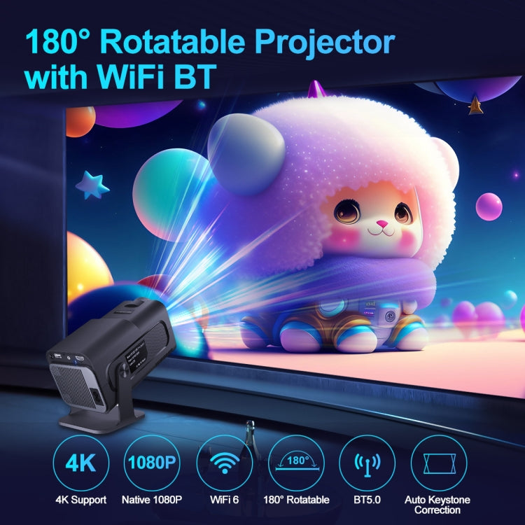 HY320 1080P 390ANSI 4K Android 11 Projector With Wifi 6 Bluetooth 5.0 Support Miracast / Airplay / DLNA EU Plug - LED Projector by PMC TechLife | Online Shopping South Africa | PMC TechLife