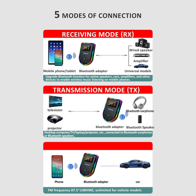 Q7 LED Digital Display Car Bluetooth Receiver HIFI Sound Quality Wireless Audio Adapter - Bluetooth Car Kits by PMC TechLife | Online Shopping South Africa | PMC TechLife | Buy Now Pay Later Mobicred