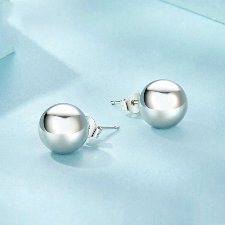 S925 Sterling Silver Platinum Plated Spherical Women Earrings, Size: M - Stud Earrings & Earrings by PMC Jewellery | Online Shopping South Africa | PMC Jewellery