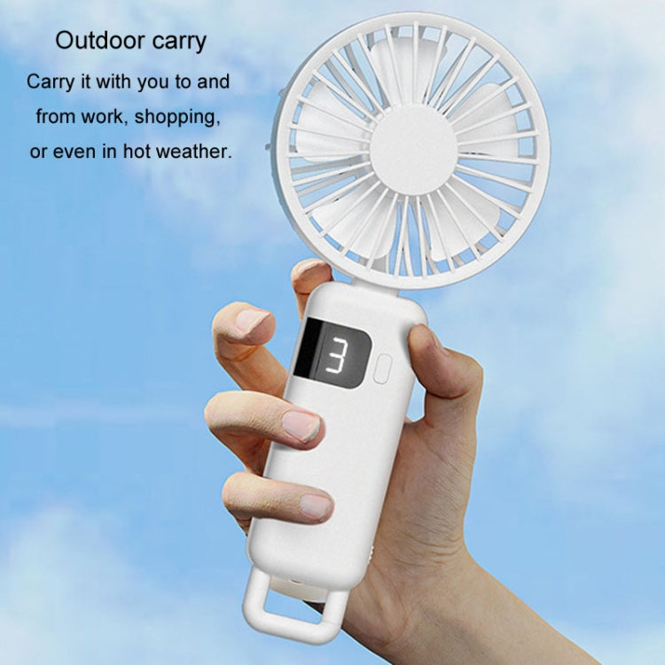 Portable Digital Display Hanging Neck Mute Small Fan USB Charging Handheld Foldable Fan(White) - Electric Fans by PMC Jewellery | Online Shopping South Africa | PMC Jewellery | Buy Now Pay Later Mobicred