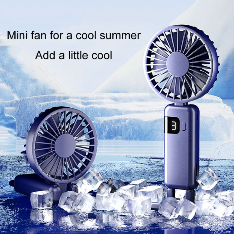 Portable Digital Display Hanging Neck Mute Small Fan USB Charging Handheld Foldable Fan(Blue) - Electric Fans by PMC Jewellery | Online Shopping South Africa | PMC Jewellery | Buy Now Pay Later Mobicred