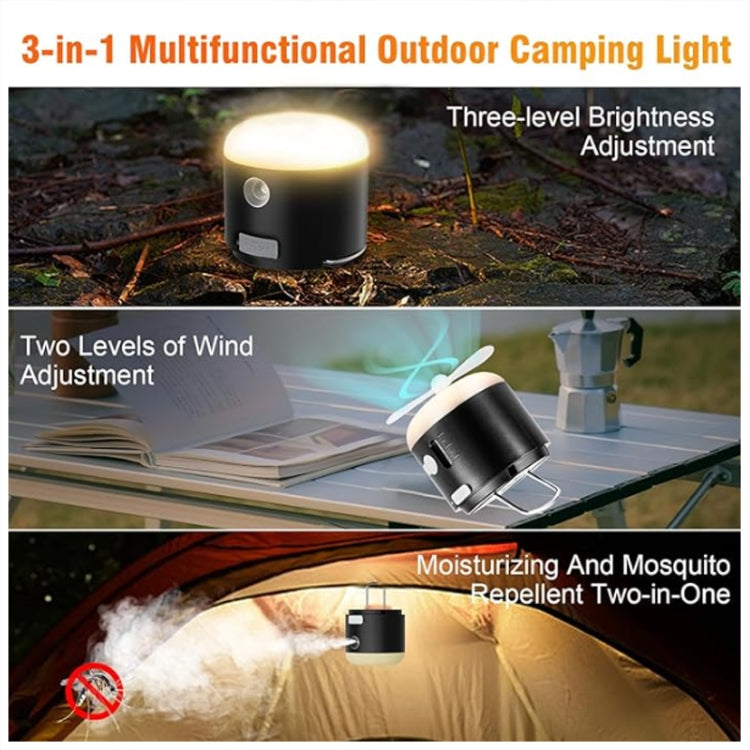 Outdoor Camping Tent Hanging Ambient Light Magnetic Spray Humidification Fan(Khaki) - Electric Fans by PMC Jewellery | Online Shopping South Africa | PMC Jewellery | Buy Now Pay Later Mobicred