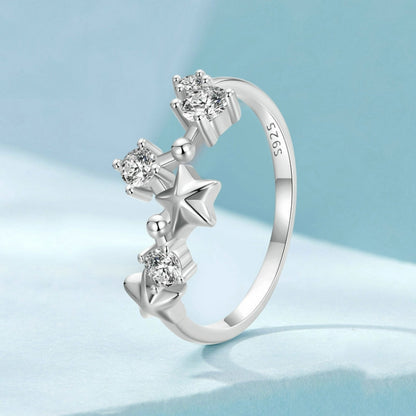 S925 Sterling Silver Big Dipper Ring Star Female Ring, Size: No.8(SCR1005) - Rings by PMC Jewellery | Online Shopping South Africa | PMC Jewellery