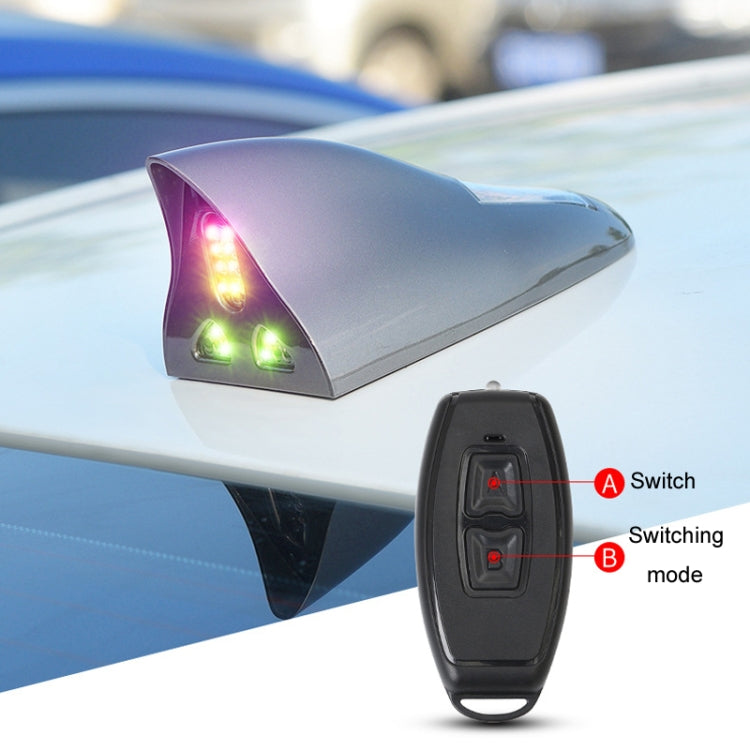 Solar Remote Control Signal Radio Shark Fin Antenna Anti-Tailgating Roof Warning Light(Black) - Warning Lights by PMC Jewellery | Online Shopping South Africa | PMC Jewellery | Buy Now Pay Later Mobicred