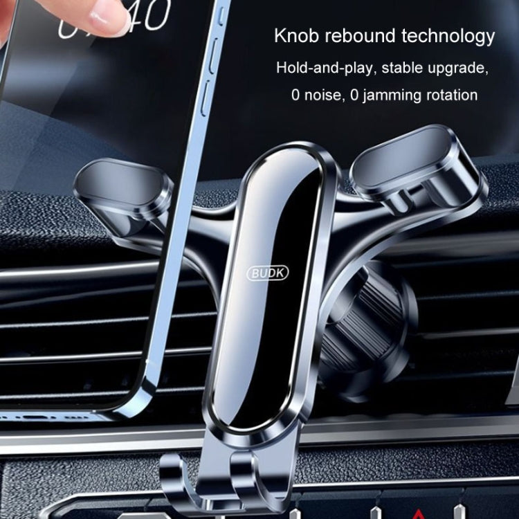 BUDK Triangle Gravity Sensor Car Phone Bracket Car Air Vent Navigation Holder, Model: Bent Suction Cup Base Model - Car Holders by BUDK | Online Shopping South Africa | PMC Jewellery | Buy Now Pay Later Mobicred