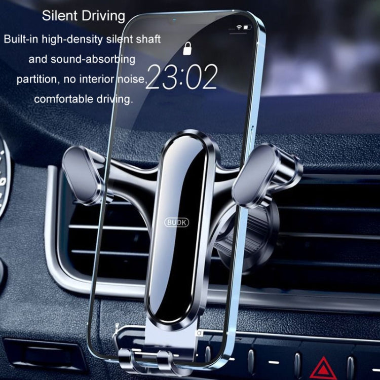 BUDK Triangle Gravity Sensor Car Phone Bracket Car Air Vent Navigation Holder, Model: Bent Suction Cup Base Model - Car Holders by BUDK | Online Shopping South Africa | PMC TechLife | Buy Now Pay Later Mobicred