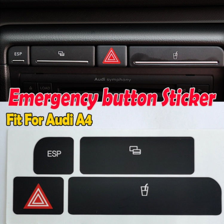 For Audi A4 Emergency/Double Flash Button Cup Holder Button Repair Sticker, Left-Hand Drive Only(With Card Box) - Decorative Sticker by PMC Jewellery | Online Shopping South Africa | PMC Jewellery | Buy Now Pay Later Mobicred