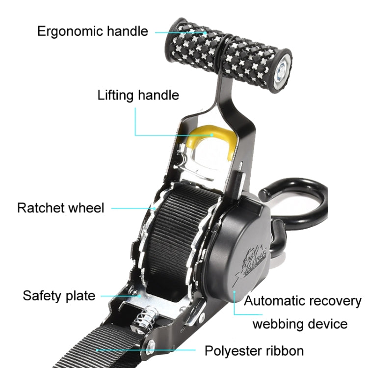Auto Retract Tensioner Automobile And Motorcycle Cargo Fixing Straps(White) - Towing Bars by PMC TechLife | Online Shopping South Africa | PMC TechLife | Buy Now Pay Later Mobicred