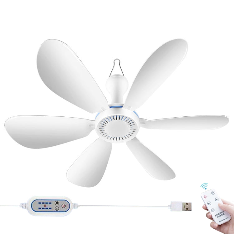 USB Home Dormitory Mute High Wind Power Mini Fan Six Blade Small Ceiling Fan, Style: Fan+Remote Control Speed Control Cord - Electric Fans by PMC Jewellery | Online Shopping South Africa | PMC Jewellery | Buy Now Pay Later Mobicred