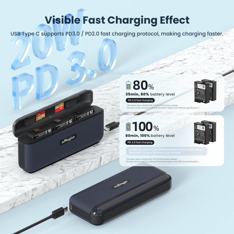 For DJI Action 4 / 3 aMagisn Fast Charge Charging Box Charger Sports Camera Accessories - Cable & Charger by aMagisn | Online Shopping South Africa | PMC Jewellery | Buy Now Pay Later Mobicred