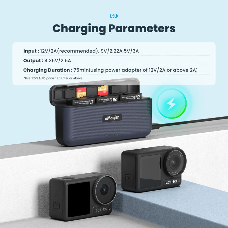 For DJI Action 4 / 3 aMagisn Fast Charge Charging Box Charger Sports Camera Accessories - free shipping - PMC TechLife - Order now!