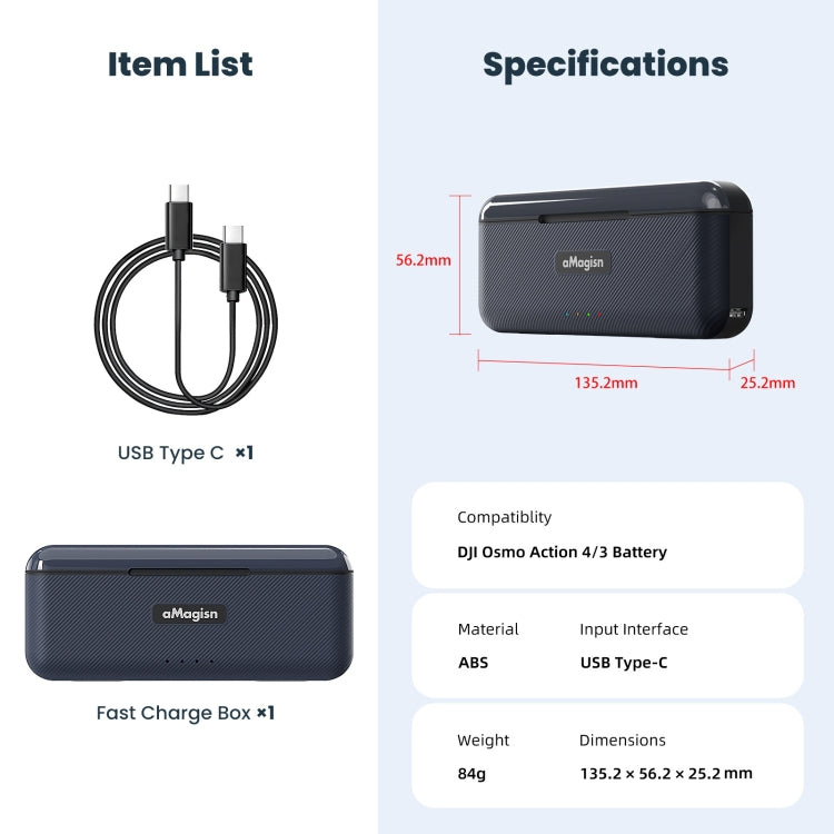 For DJI Action 4 / 3 aMagisn Fast Charge Charging Box Charger Sports Camera Accessories - free shipping - PMC TechLife - Order now!