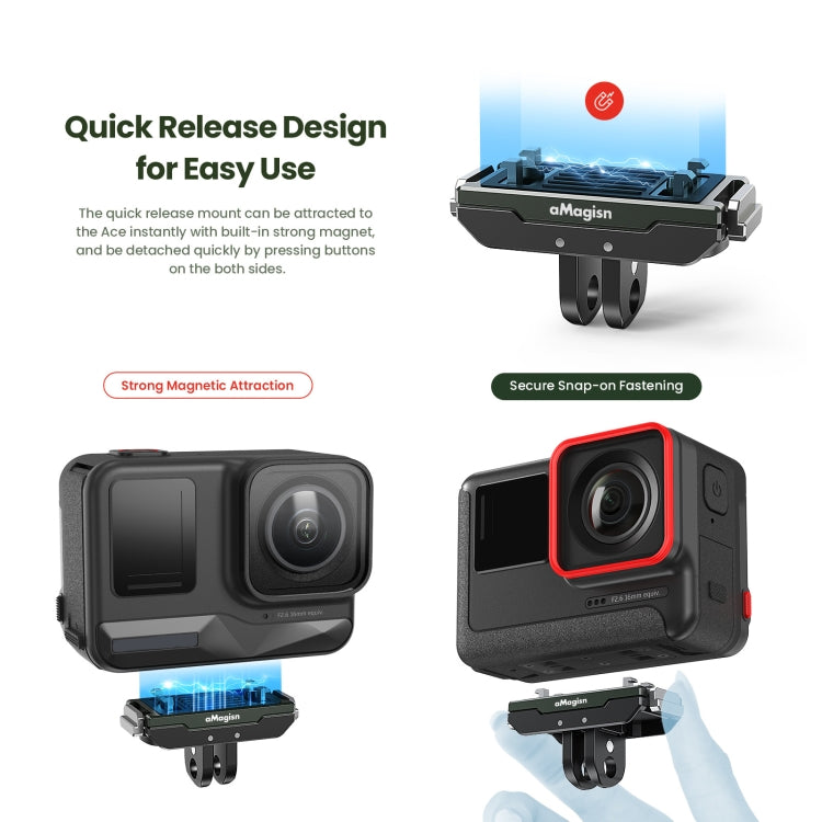 AMagisn Metal Magnetic Quick Release + Top Cover, For Insta360 Ace / Ace Pro / X3 / X2 / GoPro HERO12 Black - Mount & Holder by aMagisn | Online Shopping South Africa | PMC TechLife | Buy Now Pay Later Mobicred