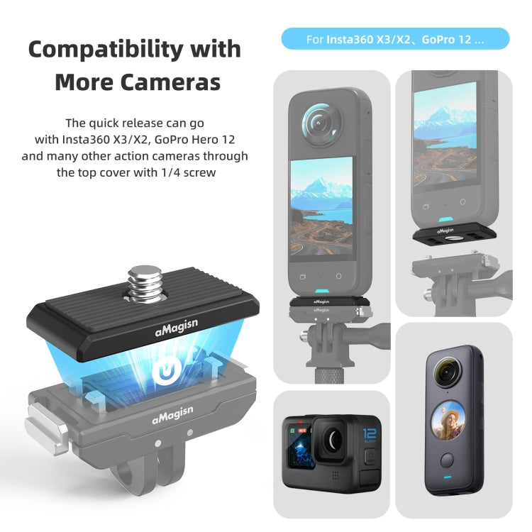 AMagisn Metal Magnetic Quick Release + Top Cover, For Insta360 Ace / Ace Pro / X3 / X2 / GoPro HERO12 Black - Mount & Holder by aMagisn | Online Shopping South Africa | PMC TechLife | Buy Now Pay Later Mobicred