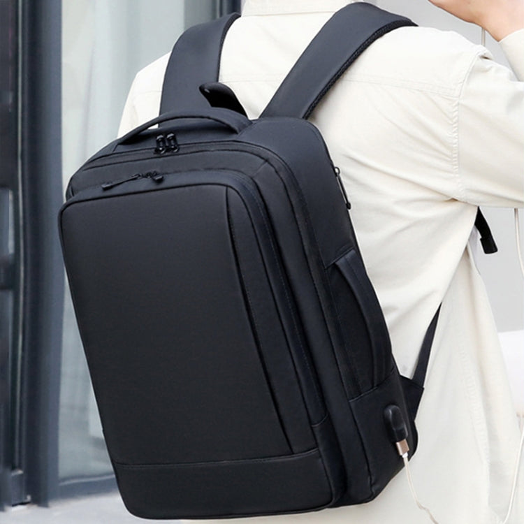 Expandable Business Waterproof Laptop Backpack With USB Port(Grey) - Backpack by PMC Jewellery | Online Shopping South Africa | PMC Jewellery | Buy Now Pay Later Mobicred