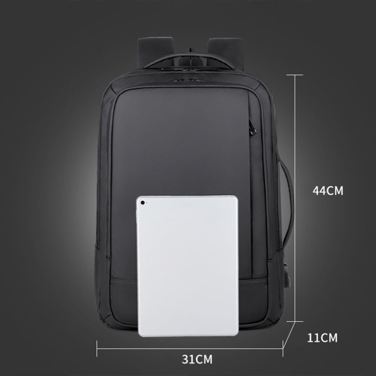 Expandable Business Waterproof Laptop Backpack With USB Port(Grey) - Backpack by PMC Jewellery | Online Shopping South Africa | PMC Jewellery | Buy Now Pay Later Mobicred