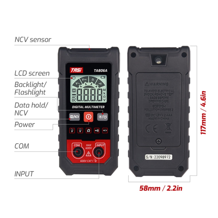 TASI TA806A Fully Automatic Universal Table Home Portable Automatic Recognition Universal Table - Current & Voltage Tester by TASI | Online Shopping South Africa | PMC TechLife | Buy Now Pay Later Mobicred