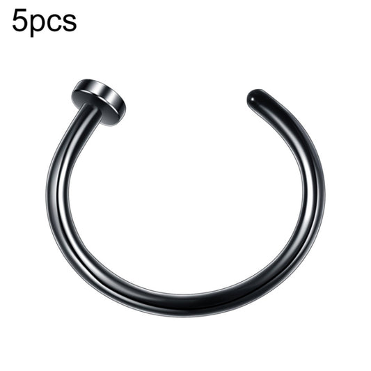 5pcs Stainless Steel Nose Ring Without Hole C-Shape Nose Staple Lip Band Earrings, Size: 0.8 x 6+2(Black) - Stud Earrings & Earrings by PMC Jewellery | Online Shopping South Africa | PMC Jewellery | Buy Now Pay Later Mobicred