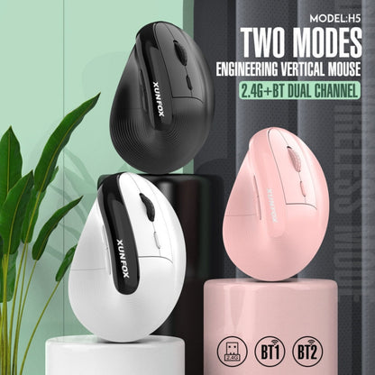 XUNSVFOX H5 Upright Vertical Dual Mode Mouse Rechargeable Wireless Business Office Mouse(Pink) - Wireless Mice by XUNSVFOX | Online Shopping South Africa | PMC Jewellery | Buy Now Pay Later Mobicred