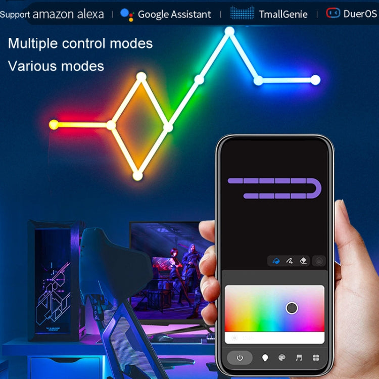 JSK-P26 Smart WiFi Bluetooth Version RGB Direct Illumination Phantom Splicing Light, Support Amazon Alexa / Google Assistant / DuerOS, Style: 9 Sections+EU Plug Adapter(White) - Novelty Lighting by PMC TechLife | Online Shopping South Africa | PMC TechLife | Buy Now Pay Later Mobicred