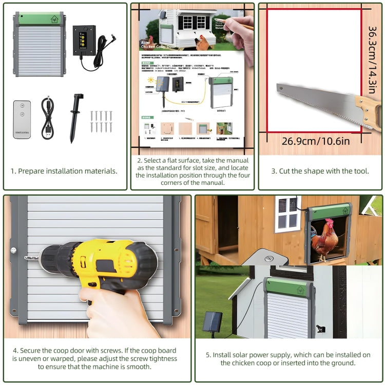Solar Powered Automatic Chicken Coop Door 4 Modes Automatic Chicken Door with Remote Control - Pet Screen Doors by PMC TechLife | Online Shopping South Africa | PMC TechLife | Buy Now Pay Later Mobicred