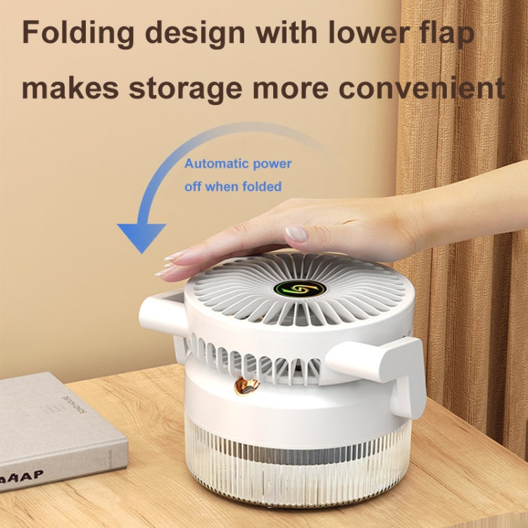 USB Charging Folding Desktop Spray Humidification Fan with Night Light(White) - Electric Fans by PMC Jewellery | Online Shopping South Africa | PMC Jewellery | Buy Now Pay Later Mobicred