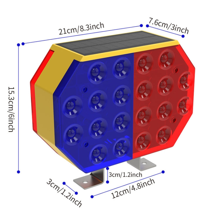 C1A Solar Powered Double Sided LED Barricade Light Traffic Signal Red And Blue Strobe Road Warning Lights - Warning Lights by PMC Jewellery | Online Shopping South Africa | PMC Jewellery | Buy Now Pay Later Mobicred