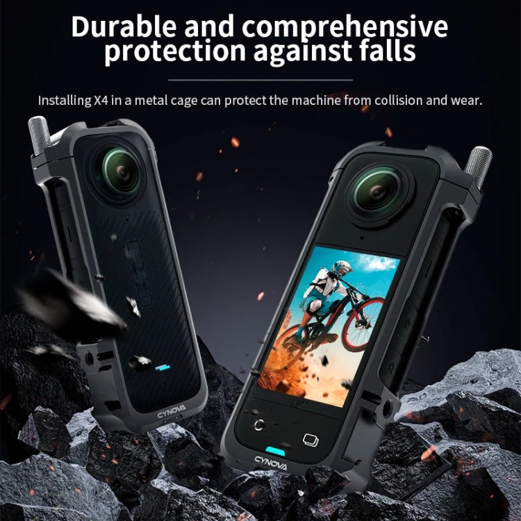 For Insta360 X4 CYNOVA Metal Rabbit Cage + Lens Cover Set Protective Accessories(Black) - Case & Bags by CYNOVA | Online Shopping South Africa | PMC Jewellery | Buy Now Pay Later Mobicred