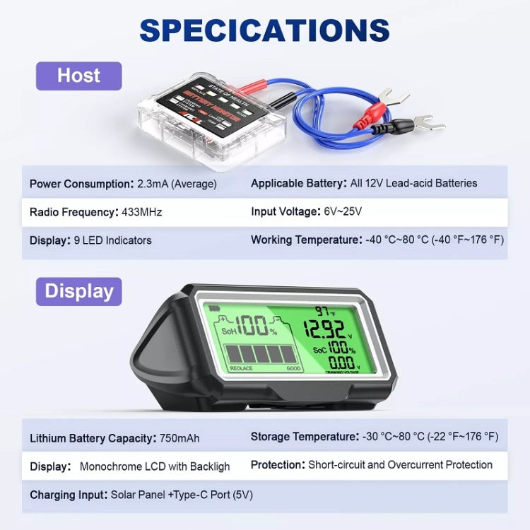 ANCEL 12V LED Car Battery Tester SOH/SOC Rechargeable Battery Analysis Tool - free shipping - PMC TechLife - Order now!