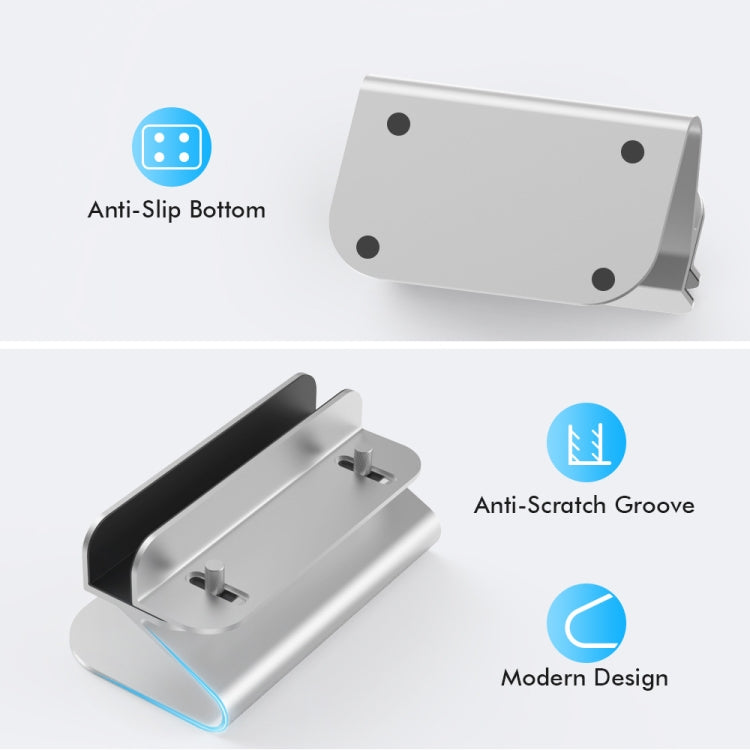 AhaStyle ST07 Laptop Stand Tablet Vertical Aluminum Desktop Storage Base(Silver) - free shipping - PMC Jewellery - Order now!
