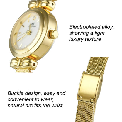 BS Bee Sister 22mm Retro Female Wrist Watch with Stainless Steel Mesh Butterfly Design Strap(Golden White) - Metal Strap Watches by BS Bee Sister | Online Shopping South Africa | PMC Jewellery | Buy Now Pay Later Mobicred