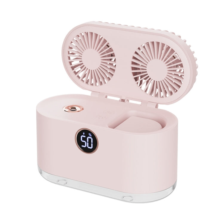 WT-818 Dual-leaf Spray Smart Digital Display Desktop Fan Night Light Humidification Cooler(Pink) - Electric Fans by PMC Jewellery | Online Shopping South Africa | PMC Jewellery | Buy Now Pay Later Mobicred