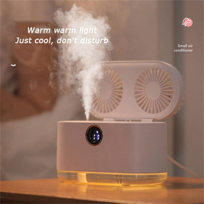 WT-818 Dual-leaf Spray Smart Digital Display Desktop Fan Night Light Humidification Cooler(Green) - Electric Fans by PMC Jewellery | Online Shopping South Africa | PMC Jewellery | Buy Now Pay Later Mobicred