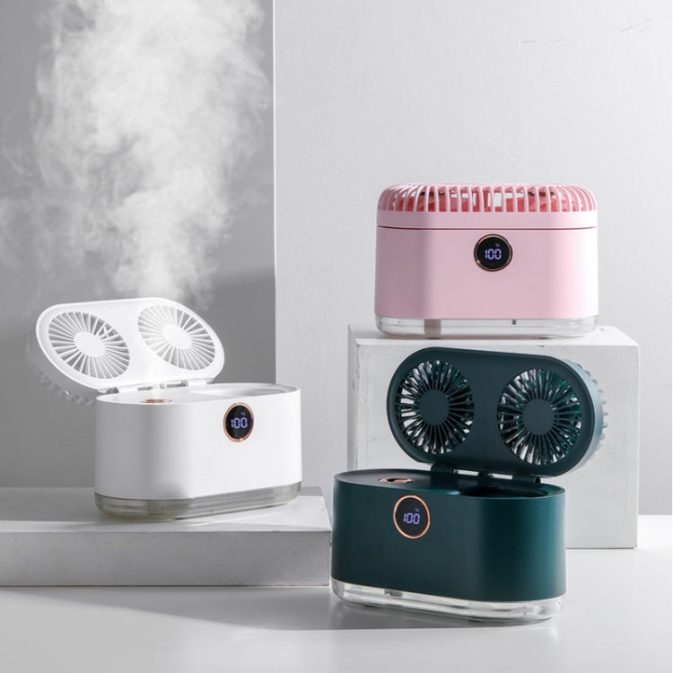 WT-818 Dual-leaf Spray Smart Digital Display Desktop Fan Night Light Humidification Cooler(White) - Electric Fans by PMC Jewellery | Online Shopping South Africa | PMC Jewellery | Buy Now Pay Later Mobicred