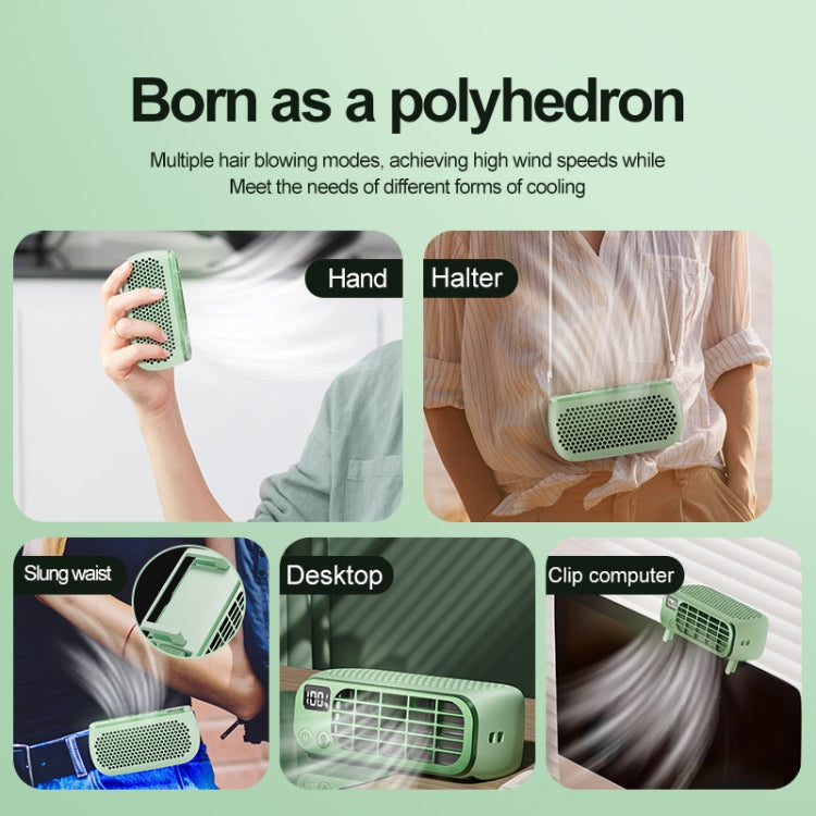 USB Charging Digital Display Portable Bladeless Outdoor Mini Night Light Fan(Green) - Electric Fans by PMC TechLife | Online Shopping South Africa | PMC TechLife | Buy Now Pay Later Mobicred